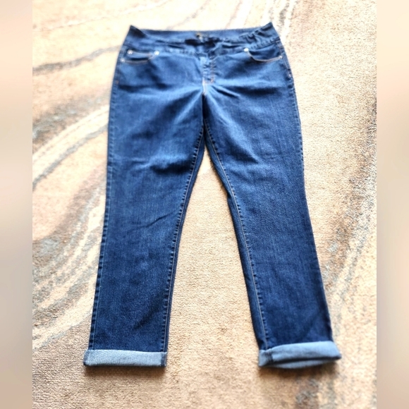 Metro Denim - Womens Pull On Skinny Cuffed Jeans Metro Blues 20 Like New